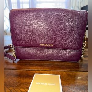 Michael Kors Deep Purple Crossbody Bag with Gold Accents